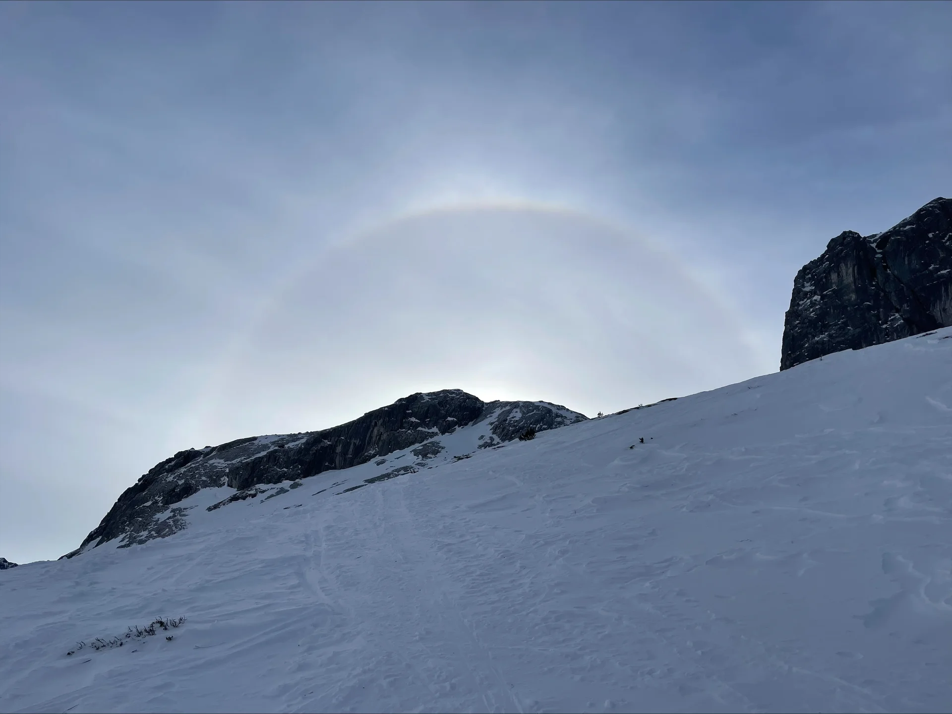 Halo-Effekt beim Abzweig von Sporer- und Eistobel | © Laura Tassone